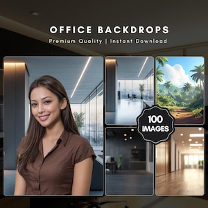 Modern Office Digital Backdrops for Professional Headshots and Business Portraits, Zoom Backdrop Overlay with Blurred, Elegant Design