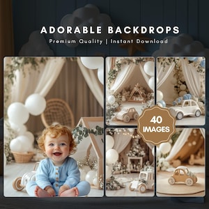 Adorables toiles de fond numériques sur le thème beige | Fonds de photographie pour enfants | Scènes adorables pour les portraits de fêtes