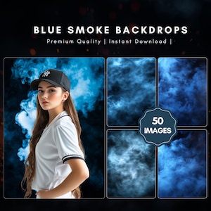 Blue Smoke Fog Digital Photography Backdrops Sports Background for Football Softball Basketball Tennis Poster Soccer Banner Smoke