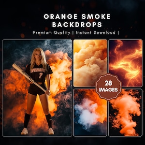 Orange Smoke Photography Backdrops: Sports, Maternity (Digital Download)