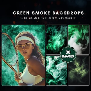 Green Smoke & Fog Rooms Digital Backdrops for Sports, Maternity Photography, Smoke Fog Backgrounds, Sports Poster, Colored Smoke Backgrounds