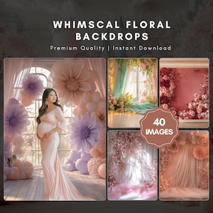 Whimsical & Floral Backgrounds Bundle, Watercolor Whimsy Backgrounds Png, Digital Paper Set Card Making Pack, Quirky Junk Journal Paper