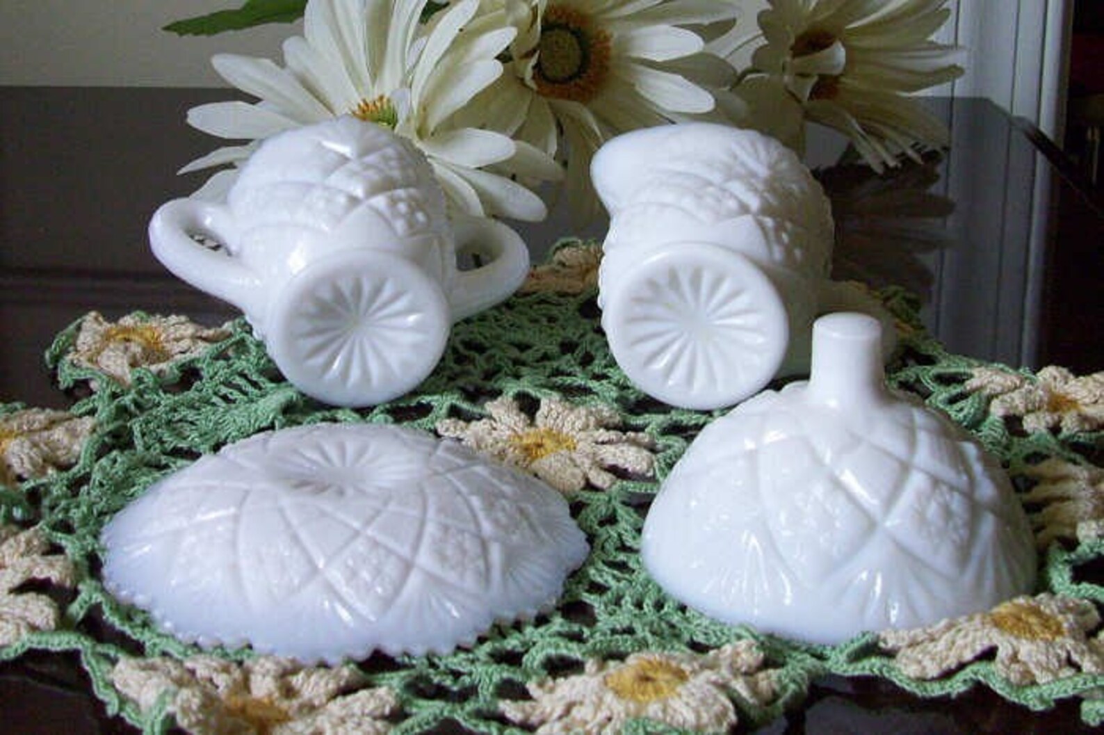 Vintage Westmoreland Glass Childs Milk Glass Cream Sugar Etsy