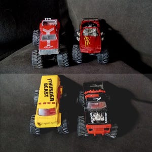 Vintage Zee Toys Monster Truck Set: 1980s Road Hog, Thunder Beast