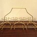 1950s 60s Mid Century Modern Gold Brass Metal Wire Serving Drink Glasses Caddie Rack Holder