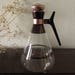 1950s Mid Century Modern Hourglass Metallic Plated Trim and Glass Coffee Carafe Decanter with Copper colored Stopper