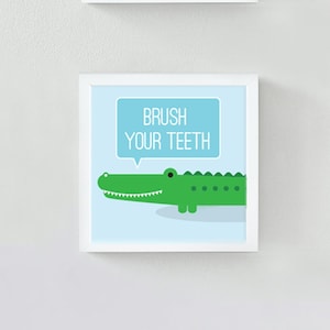 Bathroom Rules ~ Brush your teeth ~ Instant Digital Download ~ Size 8&quot;x10&quot;, 8&quot;x8&quot;, and 10&quot;x10&quot; ~ Frame is NOT Included!
