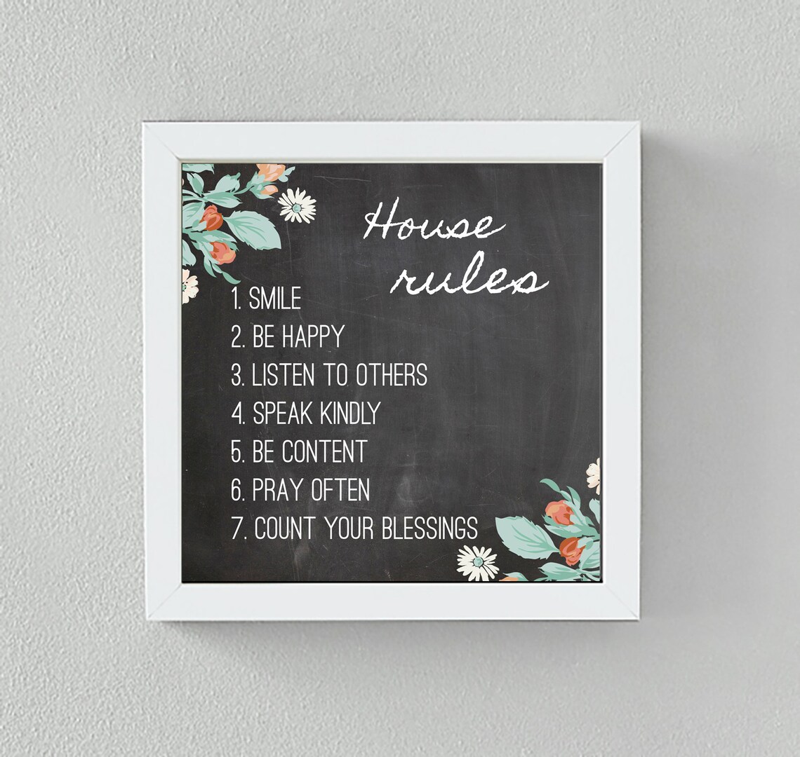House Rules Wall Art Chalkboard BackgroundInstant Download Etsy