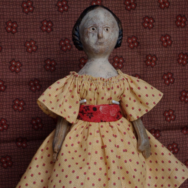 PDF E pattern tutorial for a 9" paperclay over cloth doll by The Little Hamptons. Primitive antique Style.