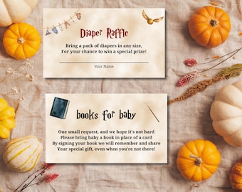 Wizard Baby Shower Diaper Raffle & Books for Baby Cards (Digital Download)