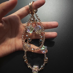 Double Layer Bag Chain Charm｜Y2K Bling Purse Strap｜Crystal Beaded Keychain｜Streetwear Punk Accessory