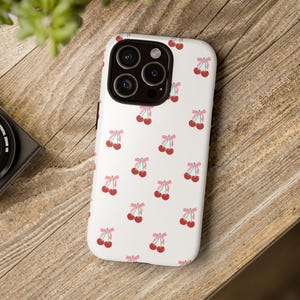 Coquette Cherries Phone Case | Cute Tough Case | Gifts for Her | Teen girl gift | fruit phone case | Bow Aesthetic | IPhone 16 15 14 13 12