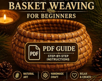 Motif de tissage de paniers en aiguille de pin (guide PDF), artisanat naturel pour débutants