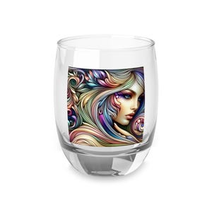 Colorful Artistic Whiskey Glass, Unique Glassware, Barware Gift, Home Decor, Creative Drinking Glass