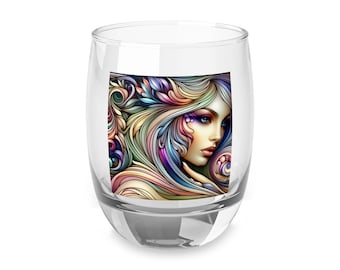 Colorful Artistic Whiskey Glass, Unique Glassware, Barware Gift, Home Decor, Creative Drinking Glass