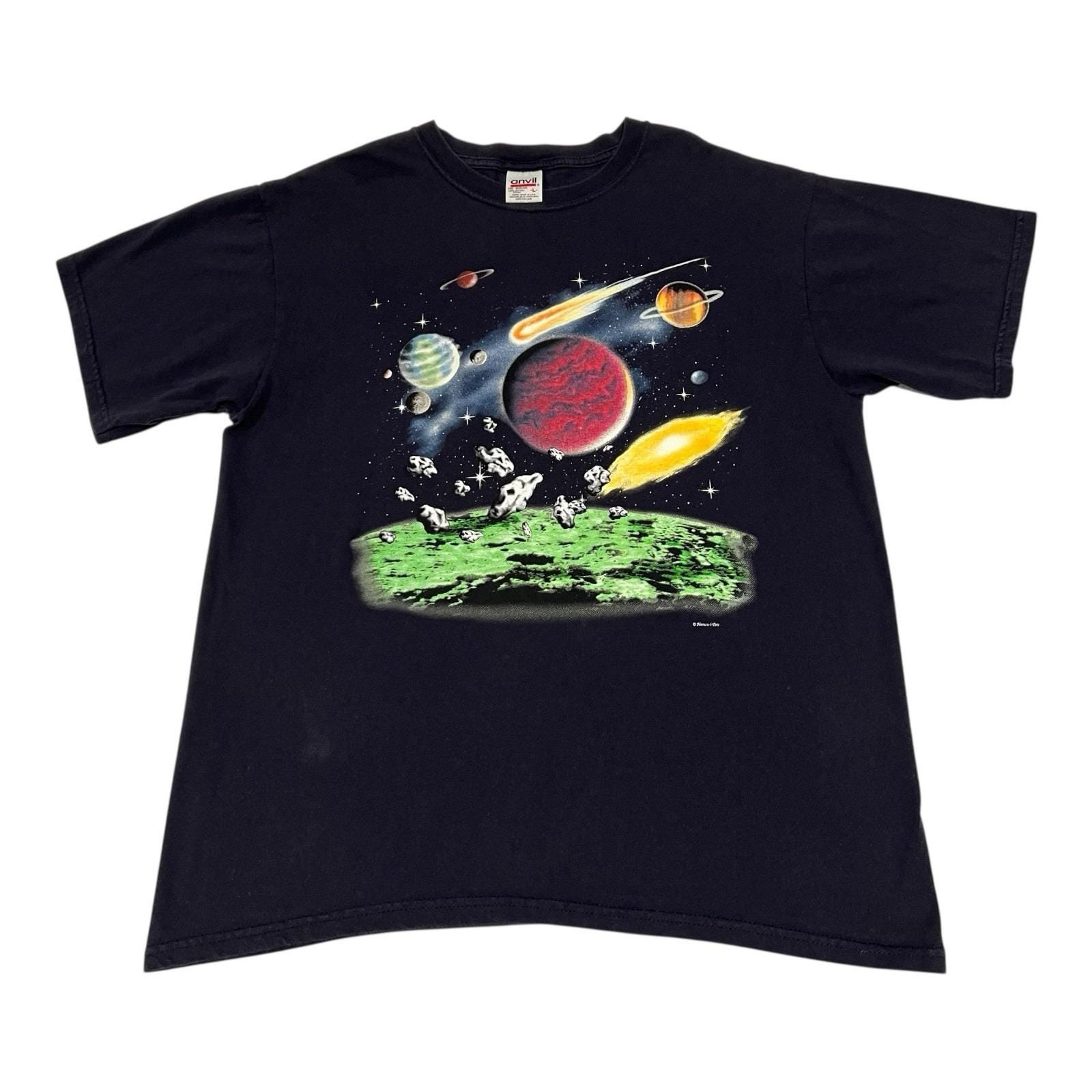 ⭐︎90〜00s Vintage Solar System Anvil Tee VTG Vintage 90s Human I Tees Solar System Astronomy Anvil