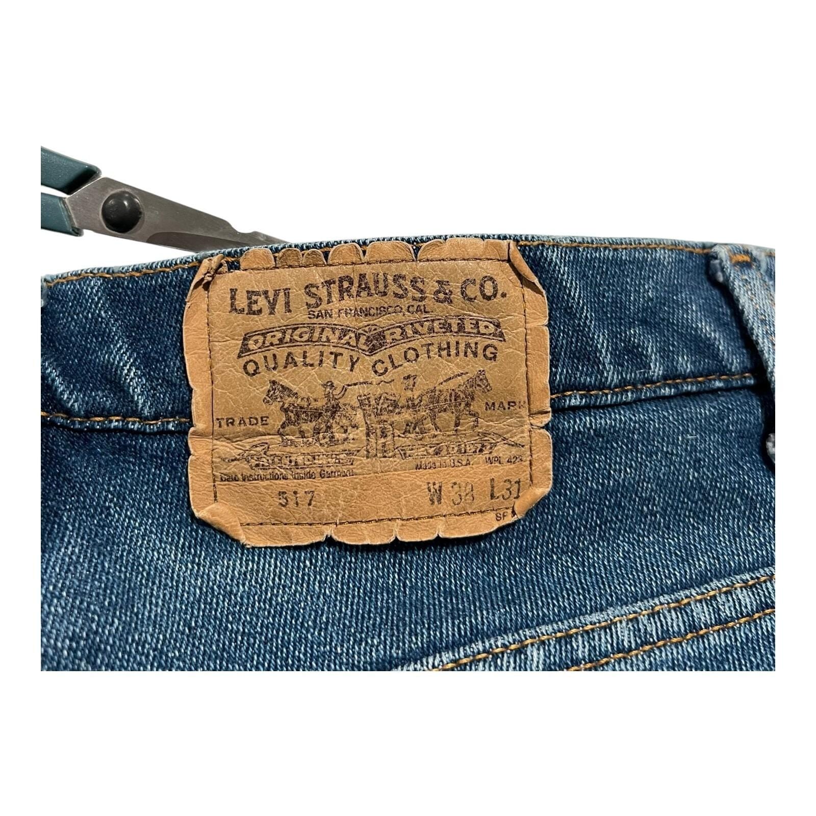 1975s 517 Levi's 66前期 42talon Vintage 70s Levis 517 Jeans: Blue Denim, Talon 42 Zipper (38W L31