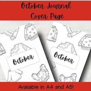 October Journal Cover Page | Warm Sweater Theme | Bullet Journal Bujo | Monthly Planner | Printable or Digital | DIY Planner
