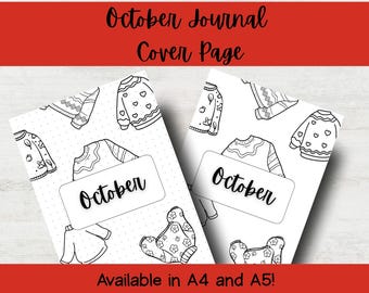 October Journal Cover Page | Warm Sweater Theme | Bullet Journal Bujo | Monthly Planner | Printable or Digital | DIY Planner