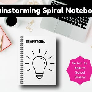 Creative Brainstorming Lined Spiral Notebook, Back to School, Perfect for Students, Artists, Journaling, Gifts, Office Supplies
