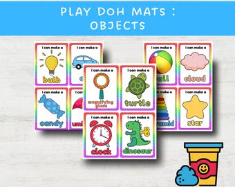 Tapetes de plastilina para aprender formas y objetos, imprimibles de plastilina para niños en edad preescolar, mantel individual de actividades para niños.