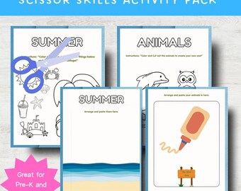 Cut and Paste Busy Book | Crafts | Scissor Skills Workbook | Fine Motor Skills Activities | Toddler Preschool Kindergarten