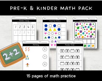 Mathe-Arbeitsblätter für die Vorschule | Zählen Zugabe | Mathe Übungsblätter | Homeschool Lernen Printable | Kindergarten Mathe | Nummer Arbeitsblatt