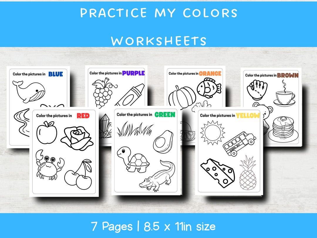 Color Practice Sheets Preschool Practice Colors Worksheet | Fun Toddler Coloring Pages - Etsy