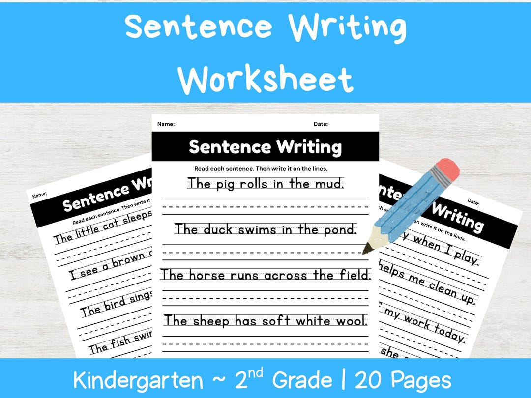 Write the Sentence Worksheets | 100 Sentences Writing Worksheets ...