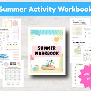 Summer Activity Workbook for Kids: Fun Puzzles, Writing Practice (Printable PDF)