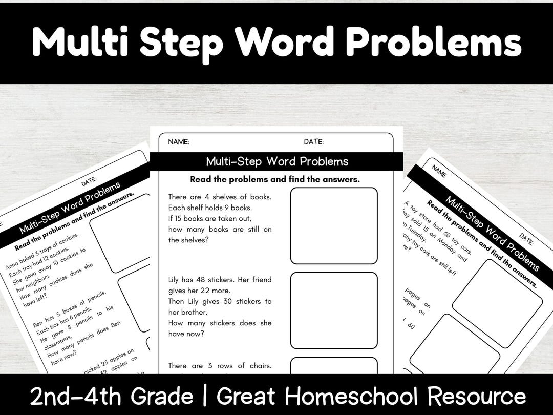 Multi-step Math Word Problems Worksheet | 2nd 3rd 4th Grade ...