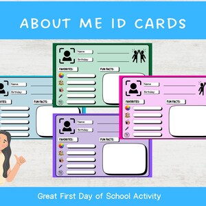 Kids Profile Cards | First Day Activity | About Me | Favorites | Classroom Fun