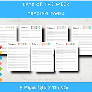 Hojas de seguimiento de los días de la semana: práctica de escritura a mano, imprimible para educación en casa (descarga en PDF)