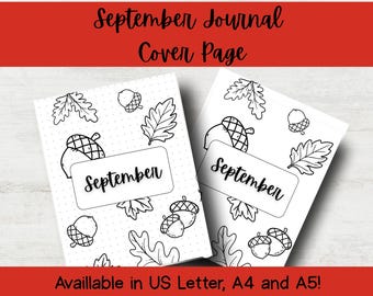 September Journal Deckseite | Bullet Journal Bujo | Monatsplaner | Druckbar oder Digital | DIY-Planer