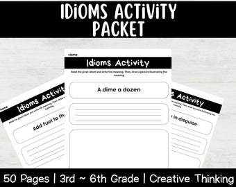 Idioms Write & Draw Worksheet | Language Arts | Creative Thinking | Figurative Language