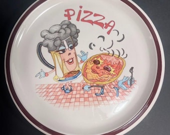 Vintage Funny Ceramica JRM Pizza Plates Set Of 4 Pizzaiolo Party Italy RARE