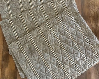 Yves Delorme Luxury Quilted Macassar Moka Pillow Shams (3)  24 x 18" France