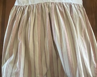 Vintage Ralph Lauren Chaps Rivera Queen Dust Ruffle Beige & Red Stripes Cotton