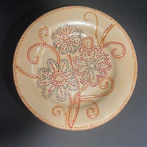 Pier 1 Handbemalte Steingut Blumen Dot Salatteller (4) Blumen Schriftrollen