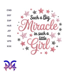Diseño de bordado &quot;Un milagro tan grande&quot; Citas para bebés y niños Diseños de bordado &quot;Un milagro tan grande&quot; Descarga instantánea