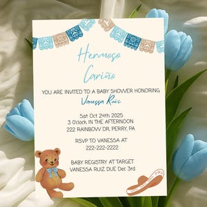Hermoso Cariño Baby Shower Invitation, Invitation Template, Hermoso Cariño Invite, Hispanic Party Invitation
