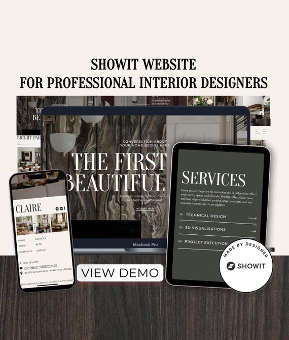 Showit Interior Design Website Template: Portfolio & Services For Agencies