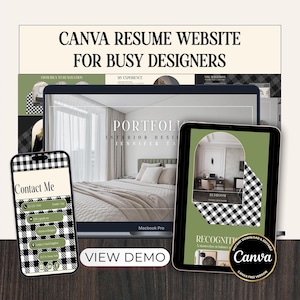 Canva Portfolio Website Template: Modern Resume for Designers (Digital Download)