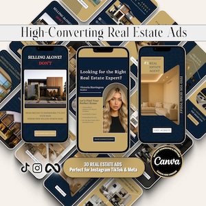 Real Estate Ads Canva Template – Facebook, Instagram, Static & Meta Ad Designs | Editable Image Ads Kit for Realtors,  Social Media