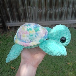 Crochet Handmade Medium Sized Sea Turtles with Multicolored Shells