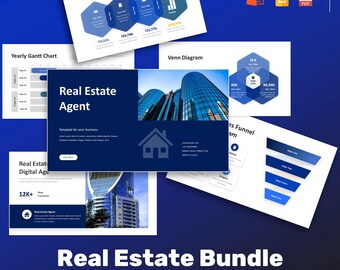 Pacchetto di presentazioni per il settore immobiliare (5 modelli diversi) / Diapositive PowerPoint (150 diapositive)