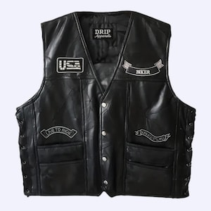 Cafe Racer Skull Biker Vest with Patches | Men's Motorcycle Club Style Statement Gear | Biker Jacket