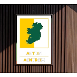 A3 Irish Language Poster, County Antrim Poster, Gaeilge Wall Art, Ireland Gift, Home Decor