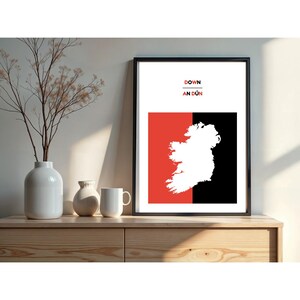 A3 County Down Print, Irish Wall Art, Bilingual Print