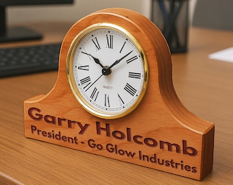 Engraved Desk Clock – Custom Name, Logo, or Message | Perfect Office Gift
